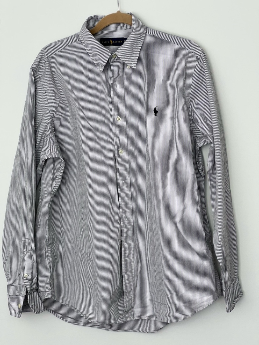 Ralph Lauren Men’s Thin Navy and White Striped Button-Down Shirt